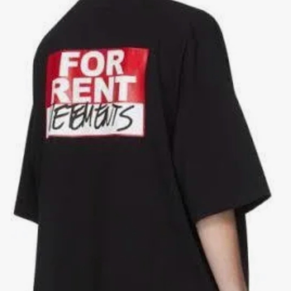 Vetements Black Tee with Red and White Graphic